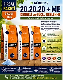 3 Adet Gübretaş 20.20.20+ME Toz Gübre - 1 kg