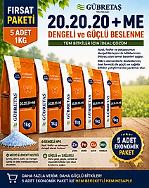 5 Adet Gübretaş 20.20.20+ME Toz Gübre - 1 kg