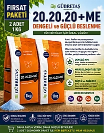 2 Adet Gübretaş 20.20.20+ME Toz Gübre - 1 kg